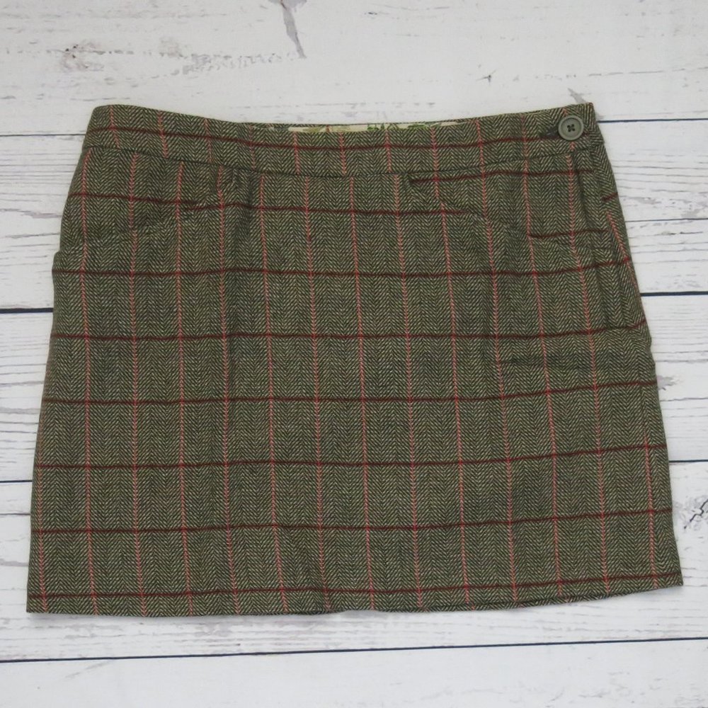 Gap Multi Color Tweed Plaid Check Side Pockets Wool Blend Mini Skirt - Size 8